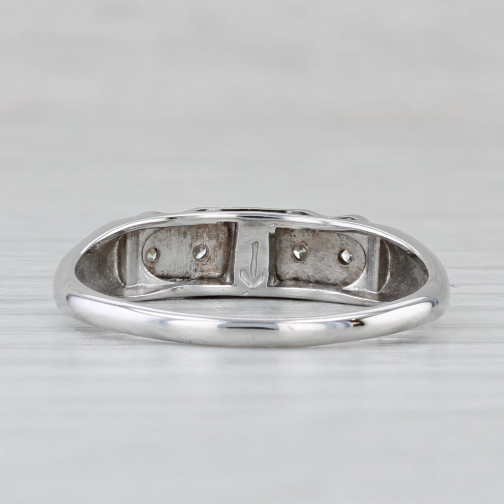 Light Gray Vintage 0.35ctw Diamond Wedding Band 14k White Gold Size 8 Stackable Ring