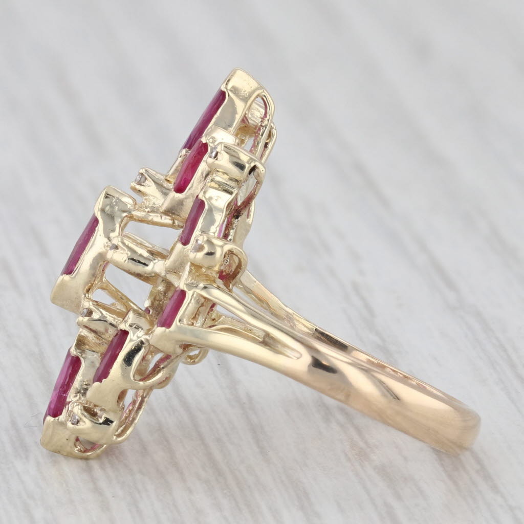 Light Gray 2.50ctw Ruby Diamond Cocktail Ring 14k Yellow Gold Size 6.25