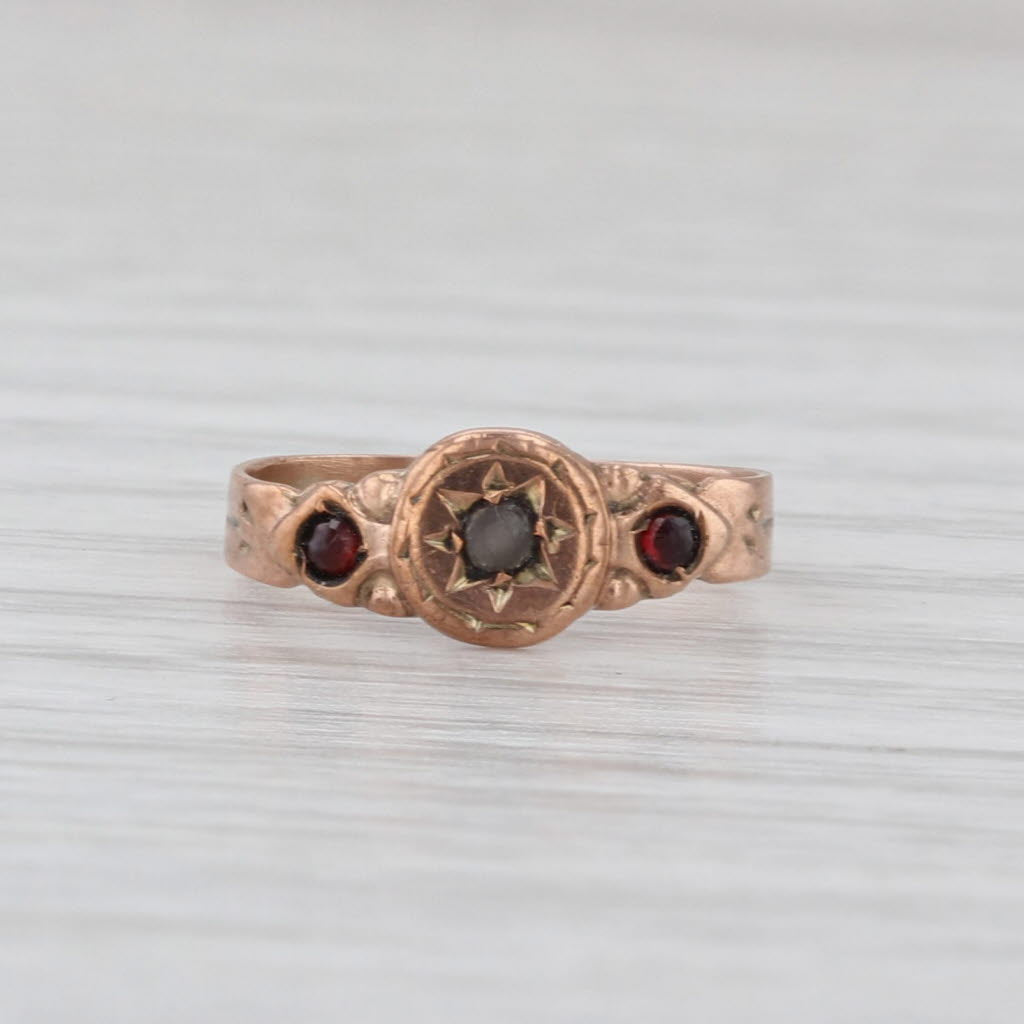Antique Simulated Glass Baby Ring Small Size 8k Yellow Gold