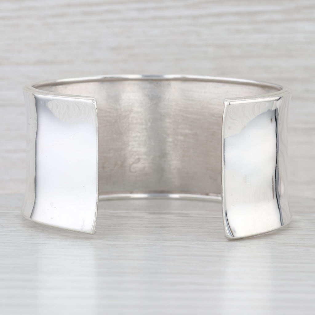 Contoured Cuff Bracelet Sterling Silver Statement Artisan Signed 6.5" 31mm