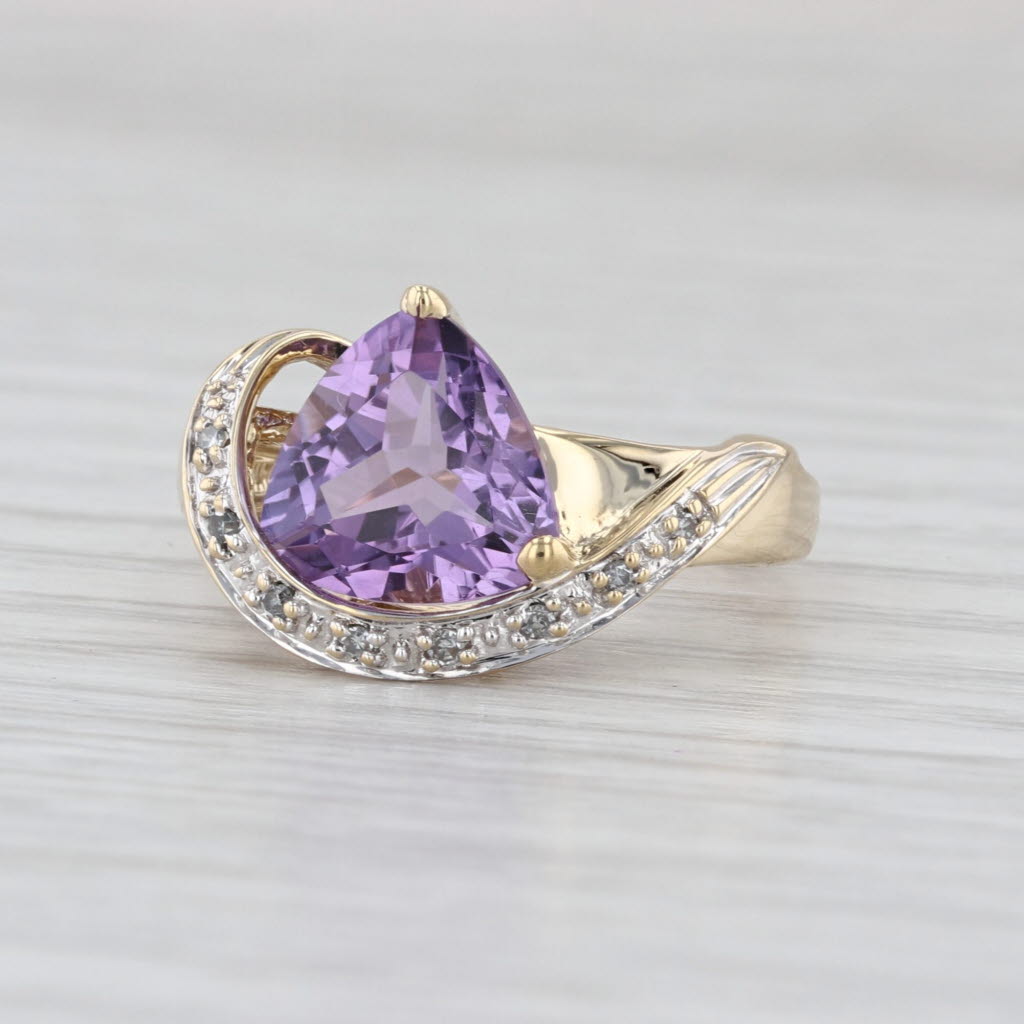 1.93ctw Amethyst Diamond Ring 14k Yellow Gold Size 5.5