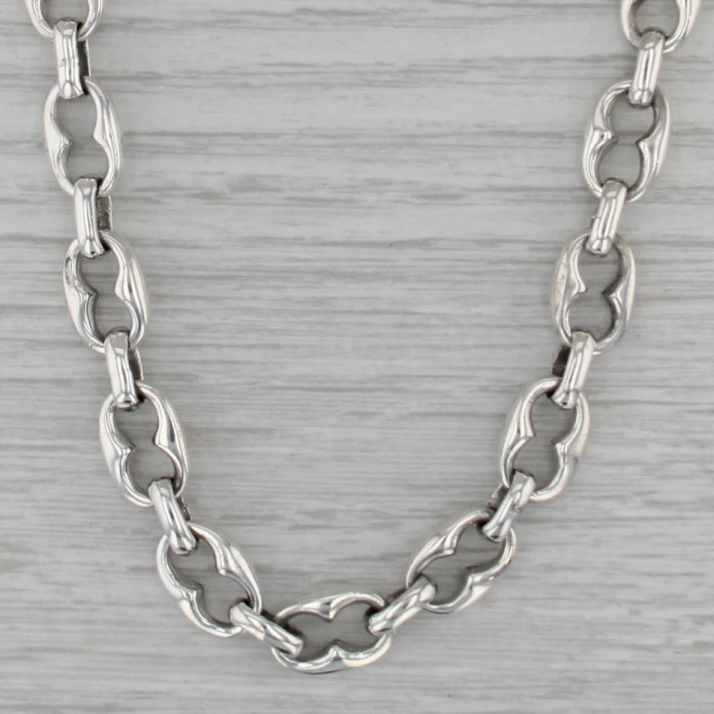 Anchor Mariner Chain Necklace Sterling Silver 16.5" 9.1mm Toggle Clasp Zina