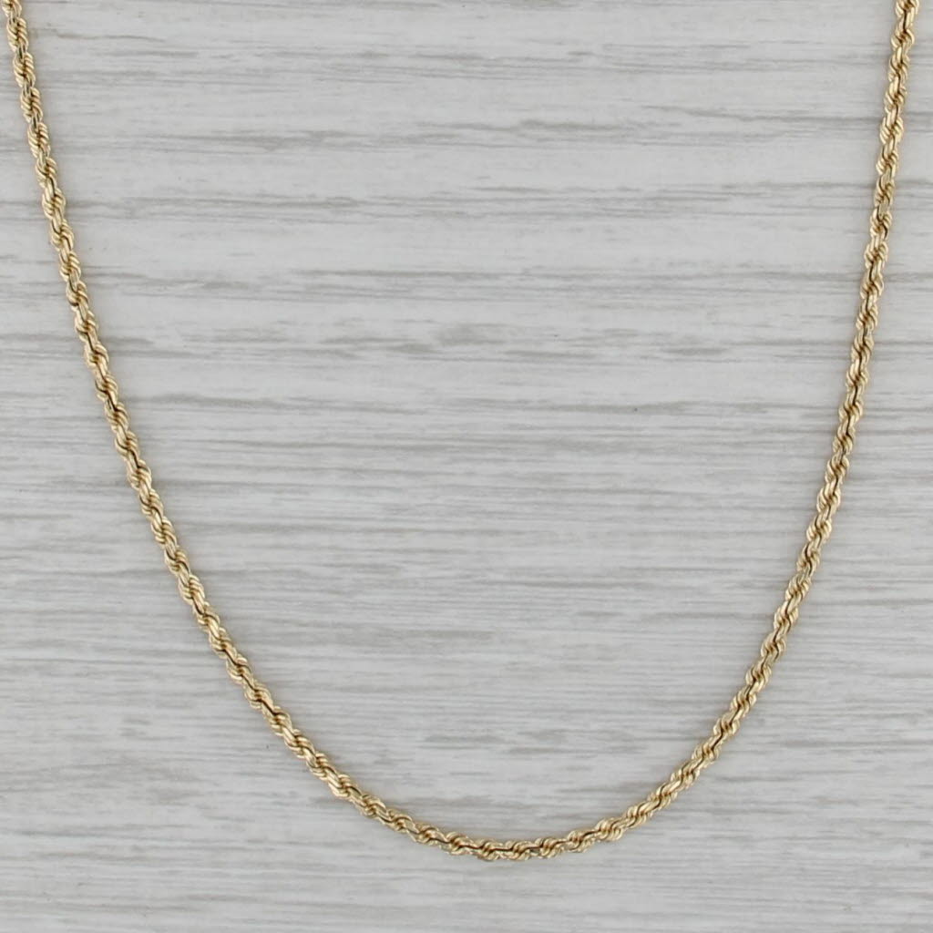 20" Rope Chain 14k Yellow Gold Tube Clasp 2mm