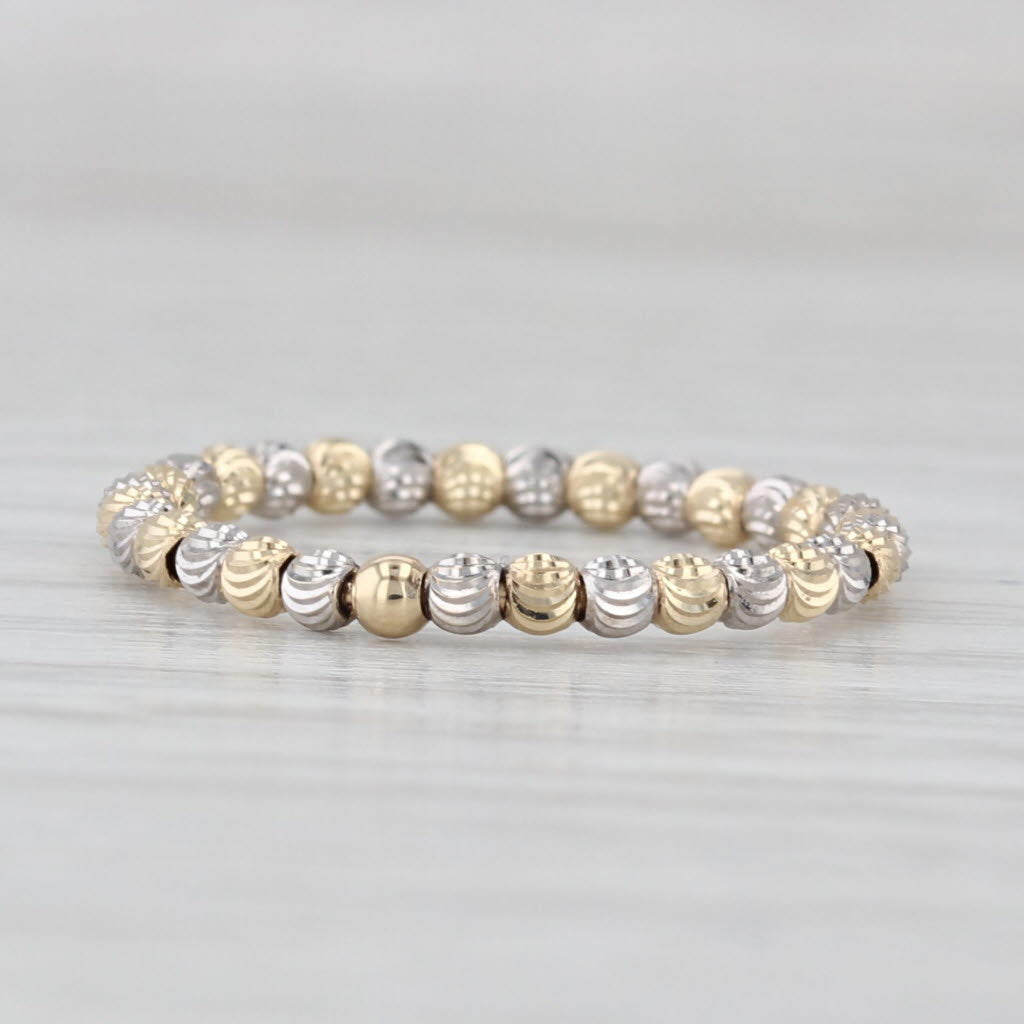 Light Gray New Yellow White Gold Bead Ring Stackable Band 14k 2-Toned Size 5.75