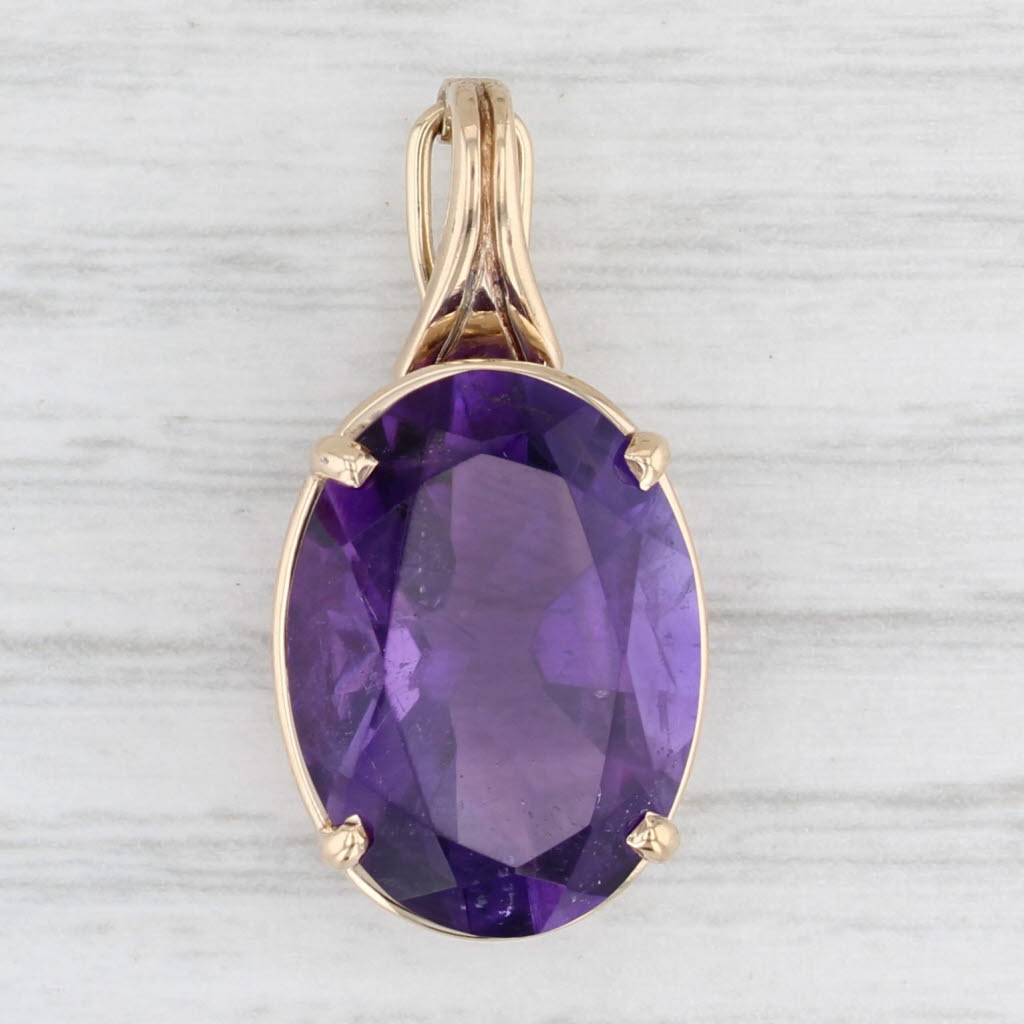 Light Gray 11ct Oval Amethyst Solitaire Enhancer Pendant 14k Yellow Gold