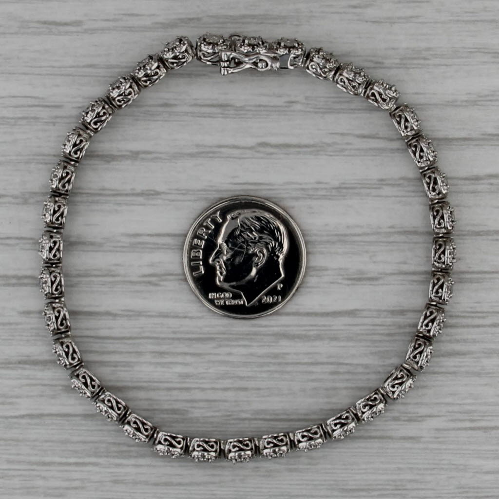 1ctw Diamond Halo Tennis Bracelet 10k White Gold 6.75" 4.8mm