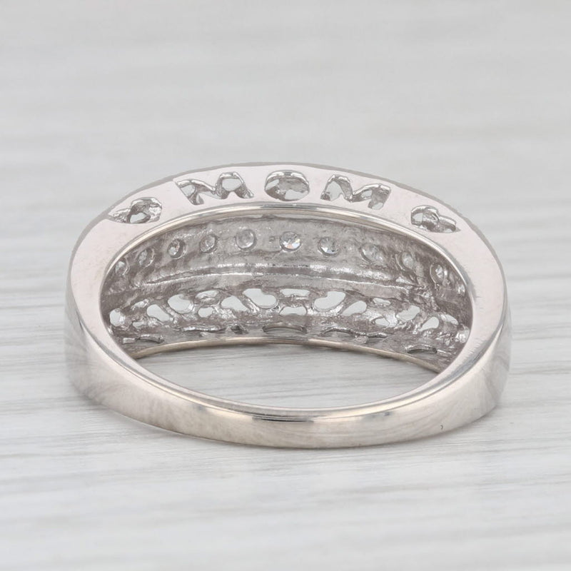 0.11ctw Diamond Mom Ring 10k White Gold Size 7 Band Gift Keepsake