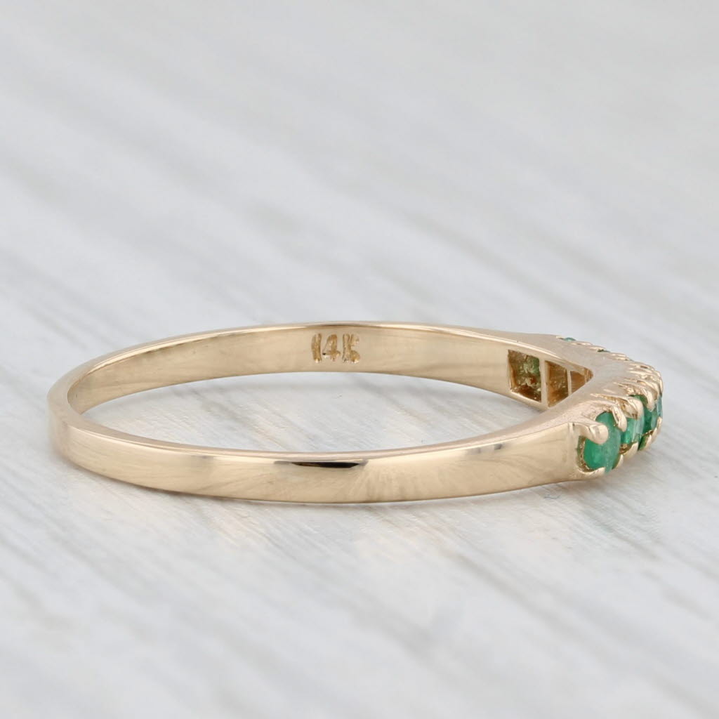 Light Gray 0.26 ctw Emerald 14K Yellow Gold Asymmetrical Stackable Ring Size 6.75