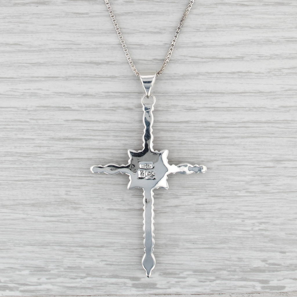 Nicky Butler Moonstone Cross Pendant Necklace Sterling Silver 20" Box Chain