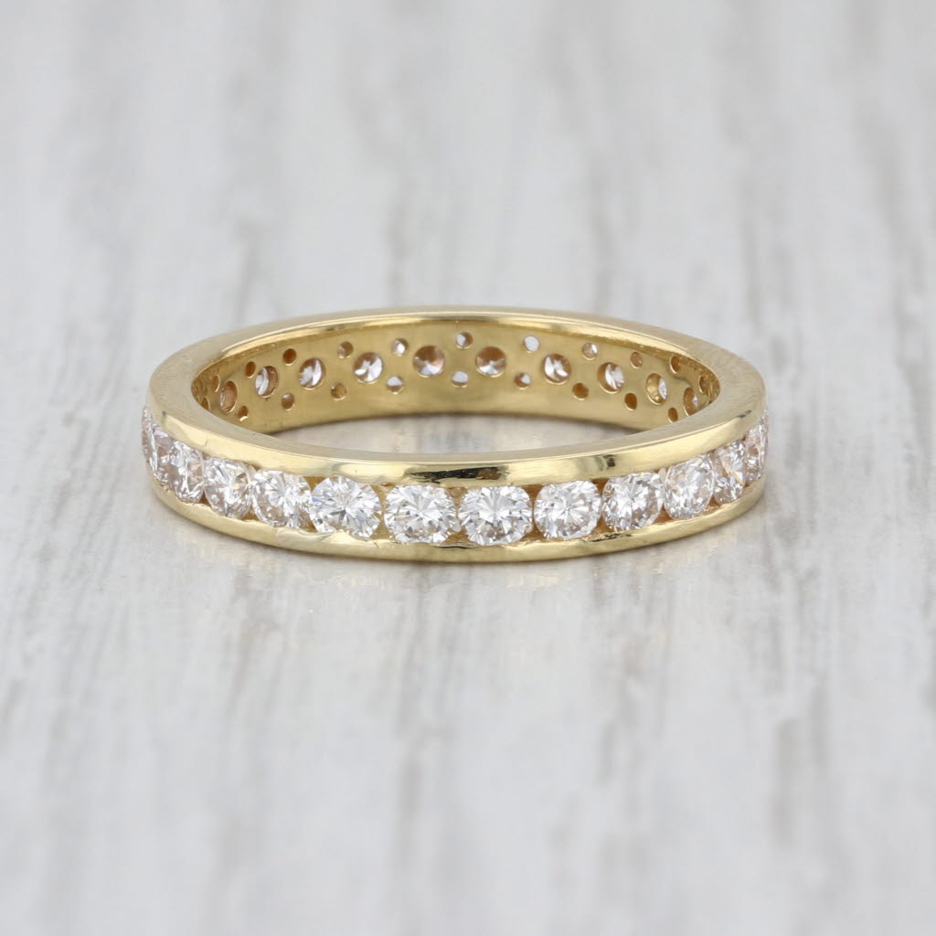 1.05ctw Diamond Eternity Band 18k Yellow Gold Stackable Anniversary Ring Size 8