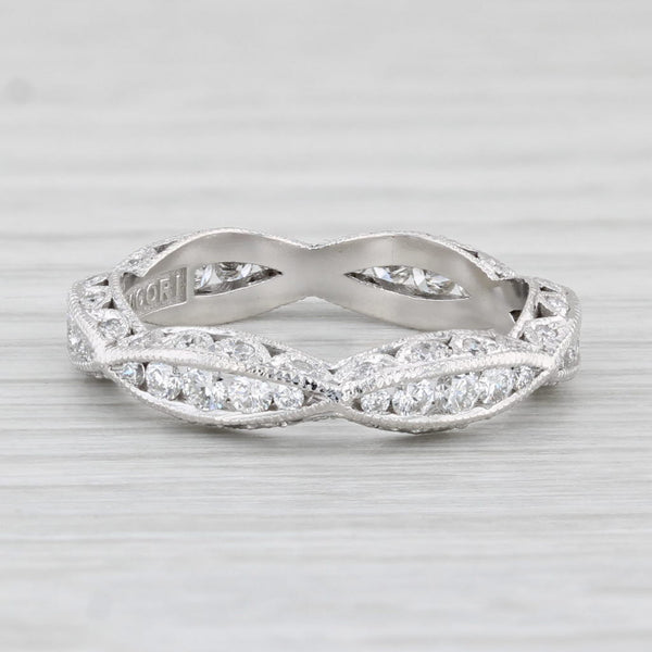 New Tacori 0.87ctw Diamond Wedding Band 18k White Gold Size 6.5 Anniversary Ring