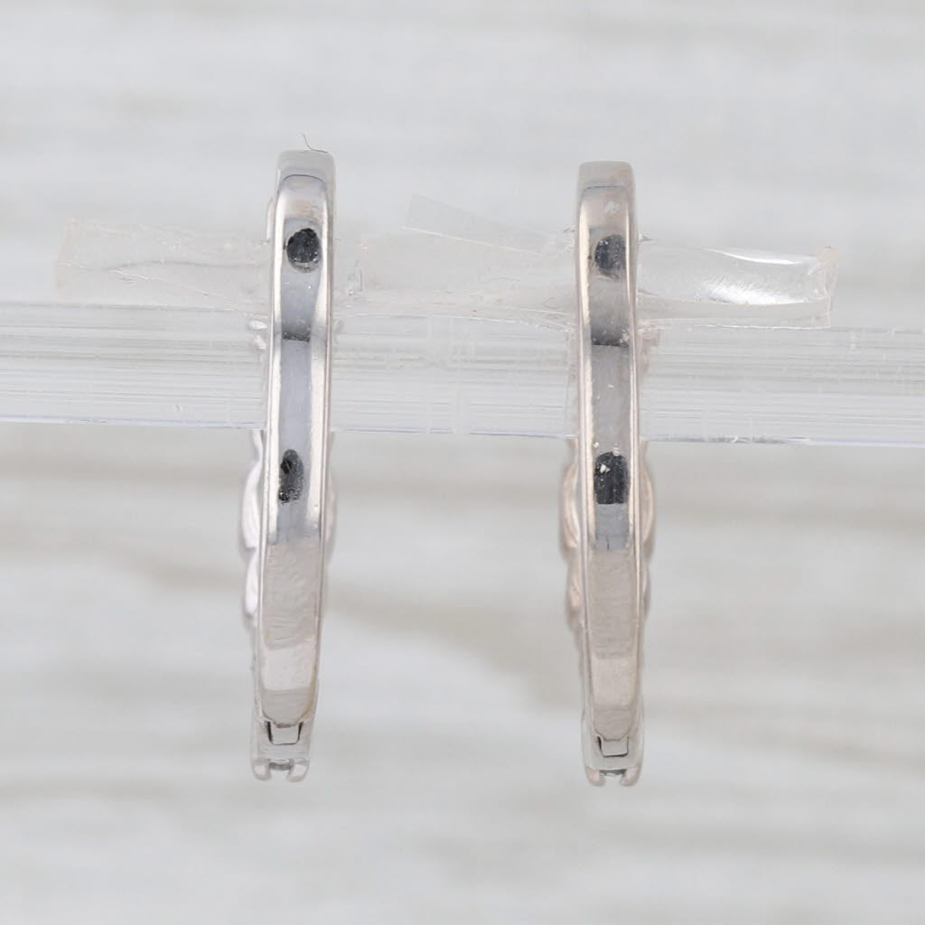0.36ctw Diamond Hoop Earrings 14k White Gold Hinged Snap Top Round Hoops