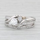 0.60ctw Diamond Engagement Ring Wedding Bridal Set 14k White Gold Size 5.5