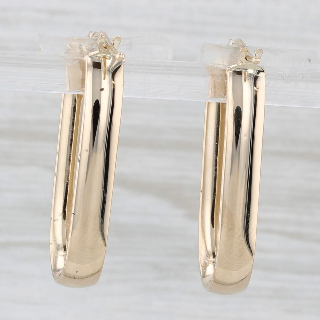 Light Gray Oval Hoop Earrings 14k Yellow Gold 14k Yellow Gold Snap Top Hoops