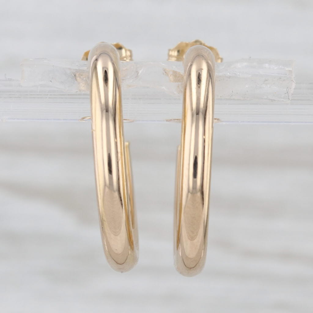 C-Hoop Earrings 14k Yellow Gold Round Hoops Butterfly Backs