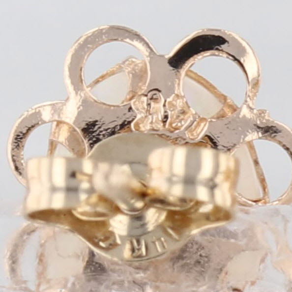 Oval Cabochon Opal Solitaire Stud Earrings 14k Yellow Gold Studs