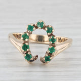 0.34ctw Emerald Horseshoe Ring 10k Yellow Gold Size 6.75 Luck Western