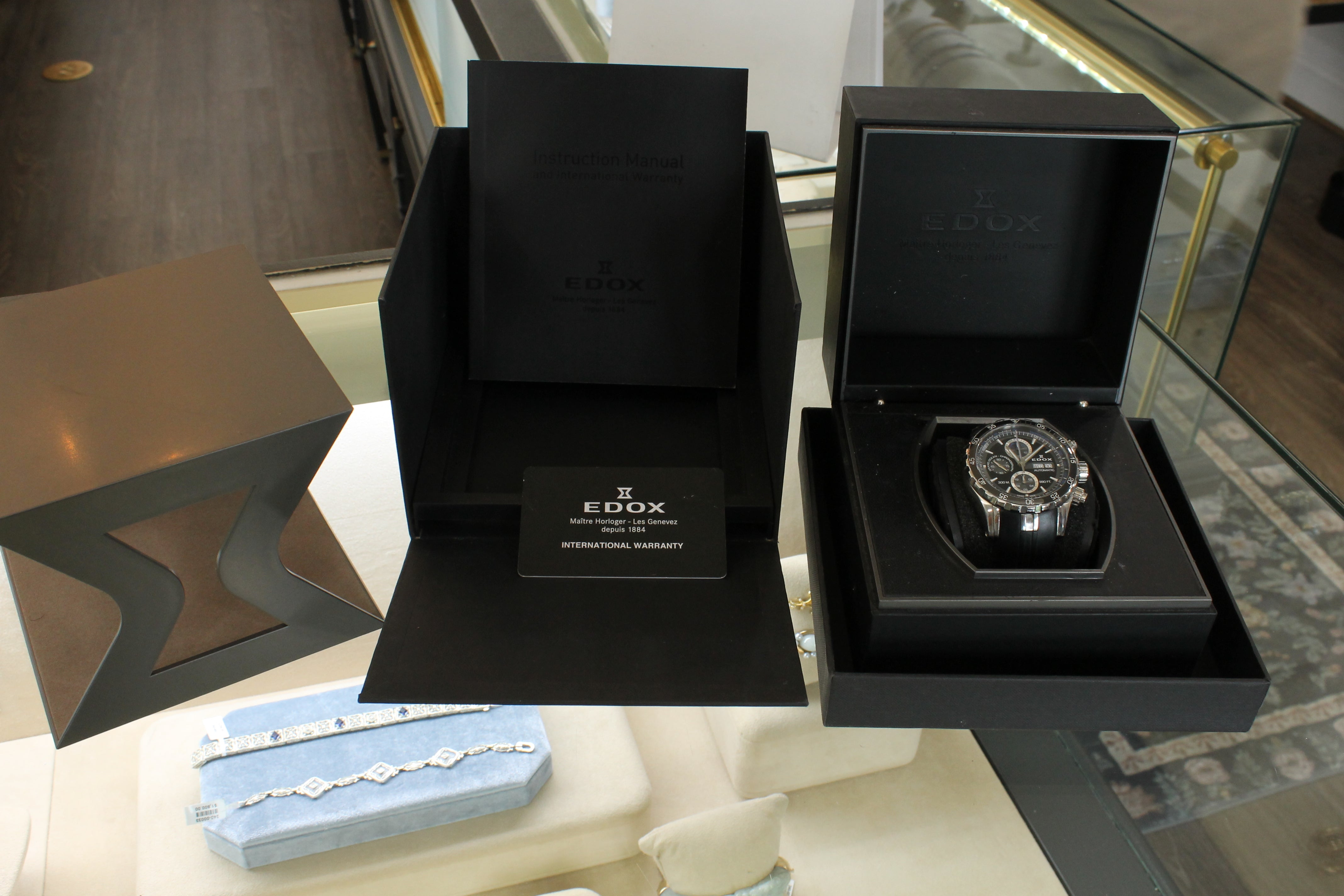 Edox Grand Ocean Mens Steel 45mm Automatic Chronograph Swiss Watch 01123 3BUCA
