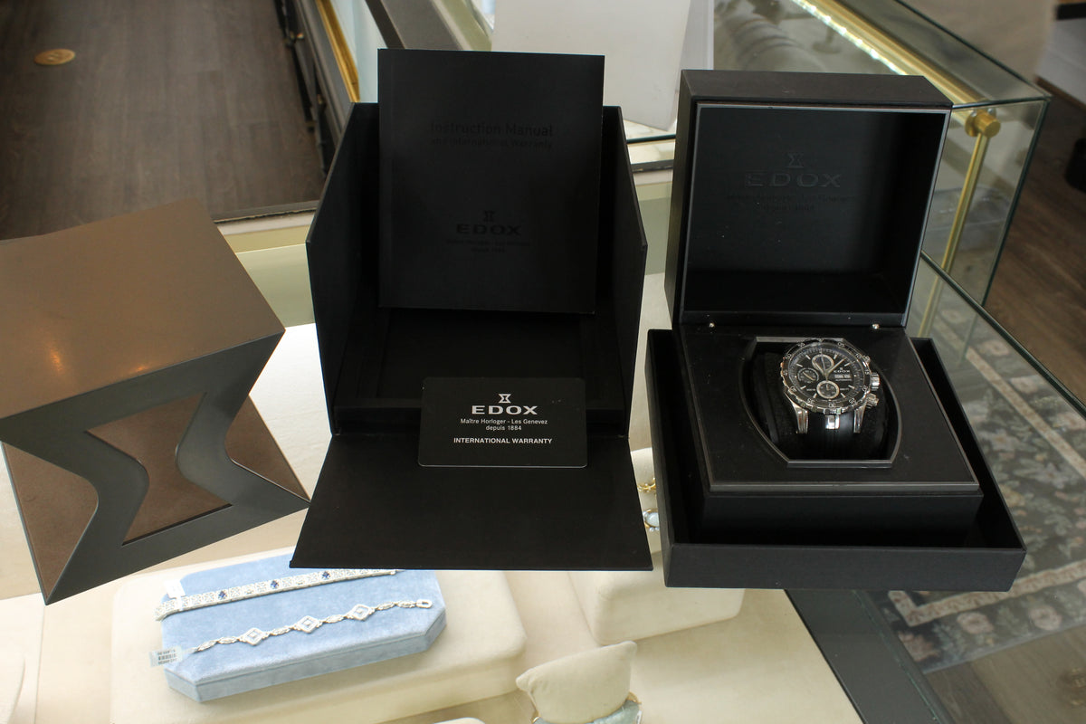 Edox Grand Ocean Mens Steel 45mm Automatic Chronograph Swiss Watch 01123 3BUCA