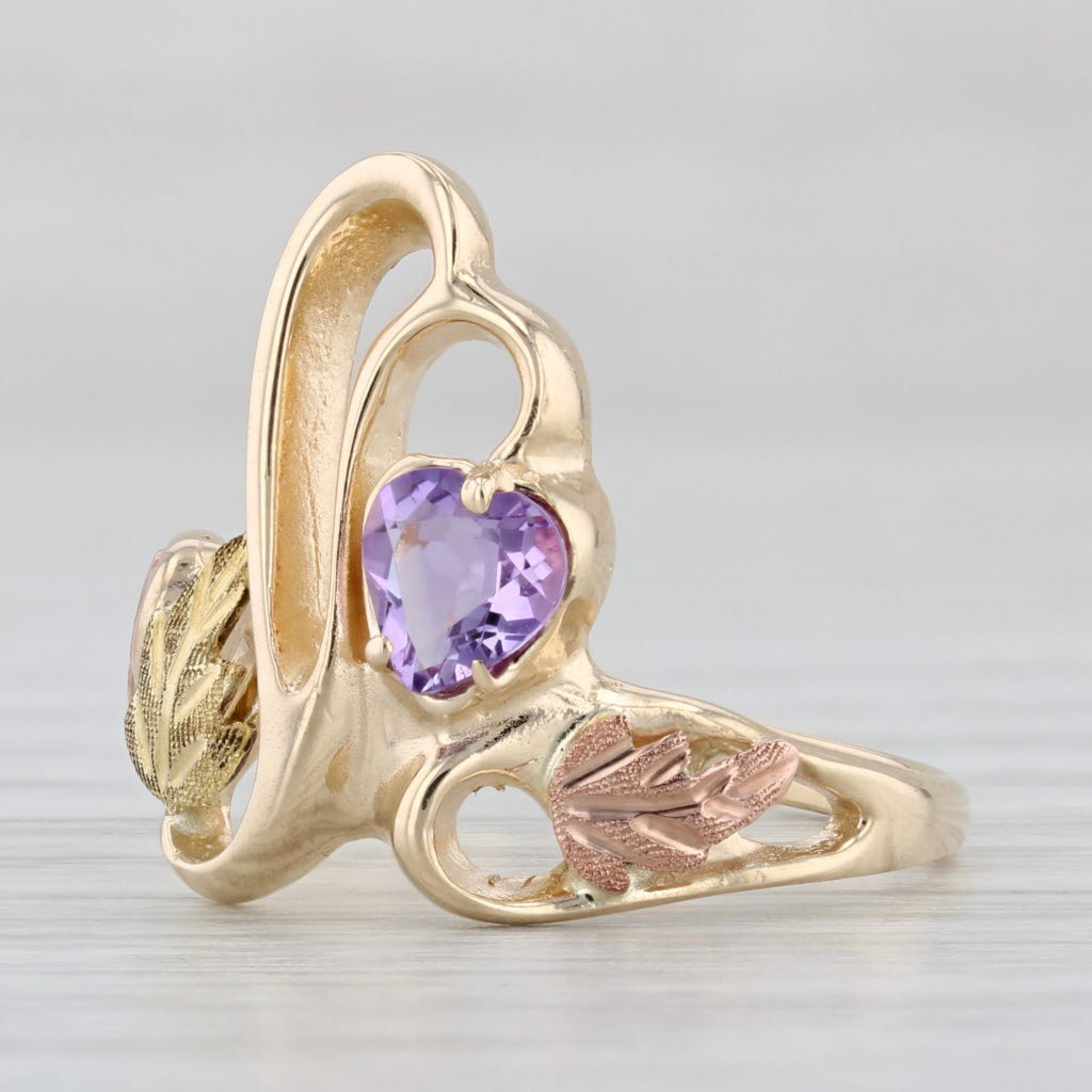 Light Gray 0.40ct Amethyst Heart Ring 10k Stamper Black Hills Gold Size 6.75