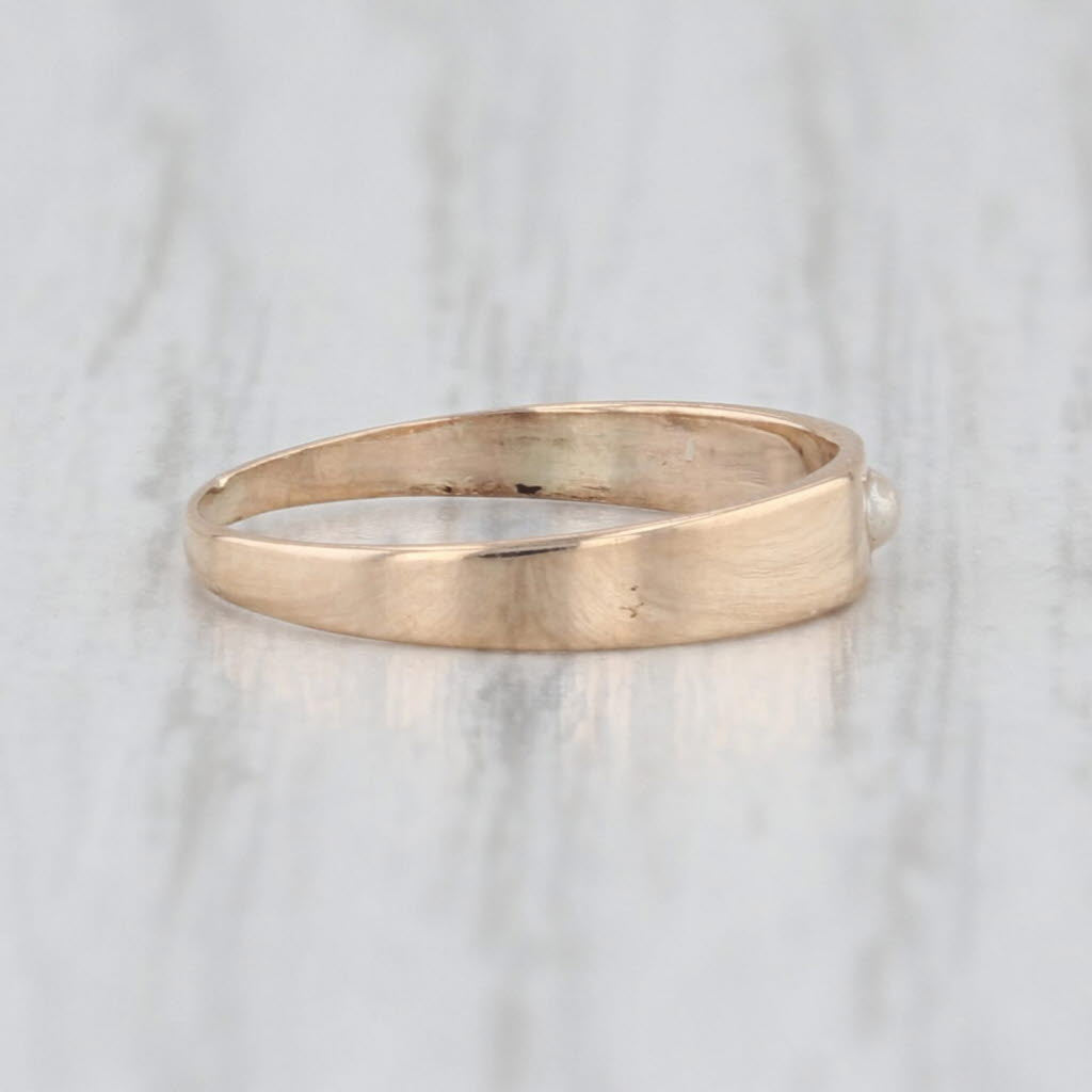 Antique Imitation Pearl Baby Ring 8k Yellow Gold Small Size Band