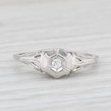 Light Gray Art Deco Diamond Engagement Ring 18k White Gold Solitaire Transitional Size 5