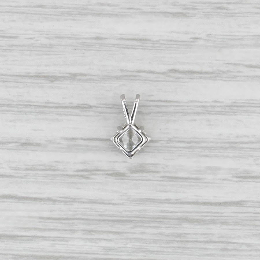 New 1.09ct Princess Solitaire Pendant 14k White Gold Small Drop