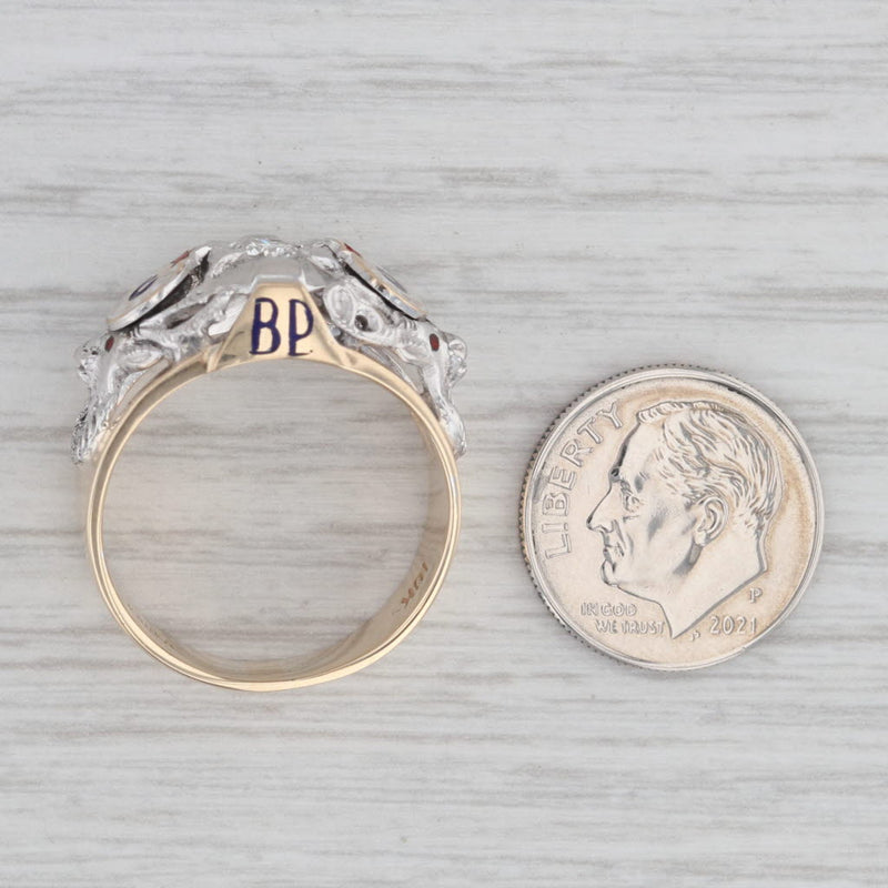 Diamond Fraternal Order of Elks BPOE Ring 10k Gold Size 9.25 Men's Signet