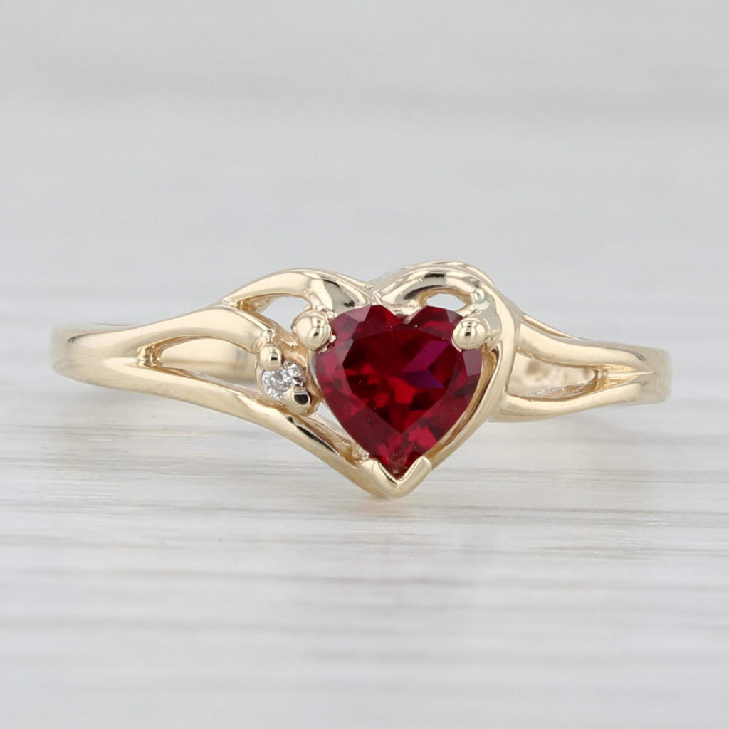 Light Gray 0.62ct Lab Created Ruby Diamond Ring 10k Yellow Gold Size 6.5