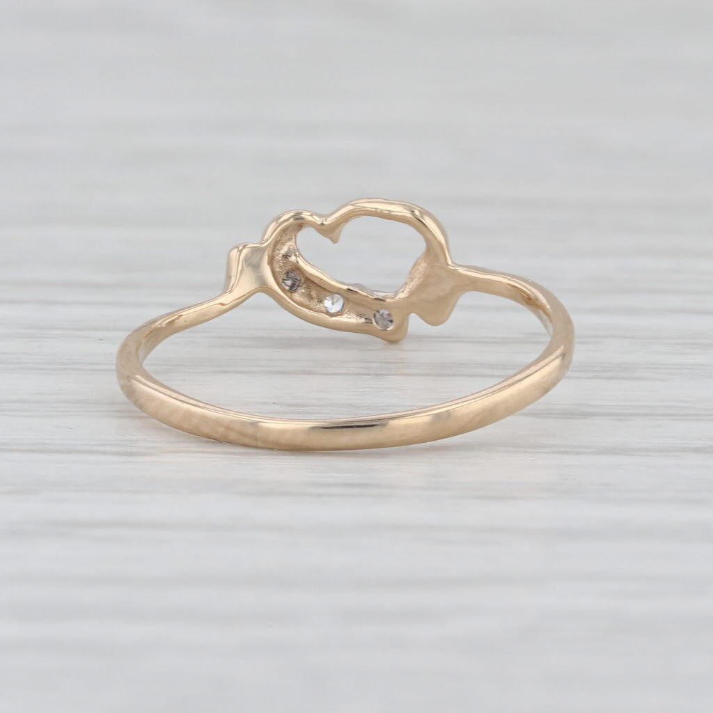 Diamond Accented Open Heart Ring 14k Yellow Gold Size 6