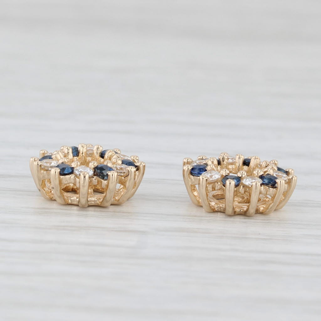 Light Gray 0.84ctw Blue Sapphire Diamond Stud Earring Enhancers Jackets 14k Yellow Gold