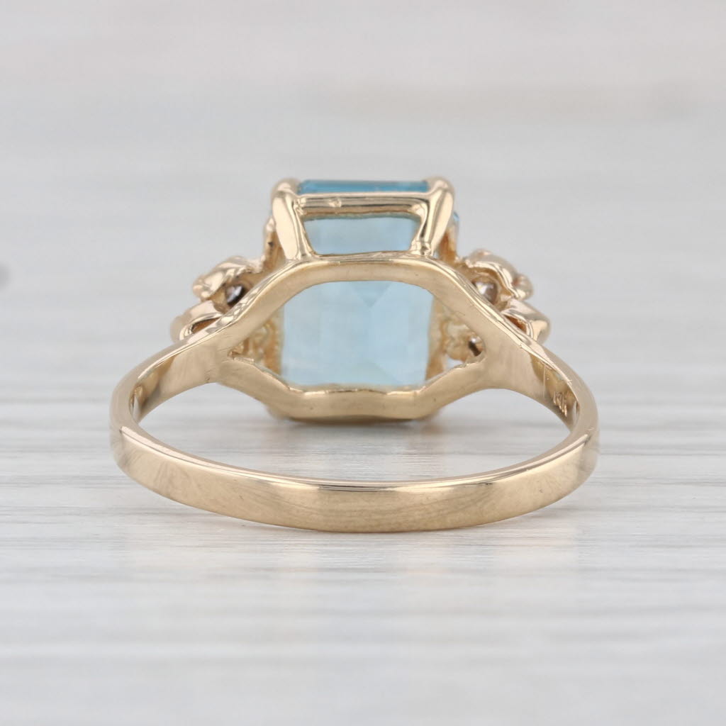 4.50ctw Emerald Cut Blue Topaz Diamond Ring 14k Yellow Gold Size 8