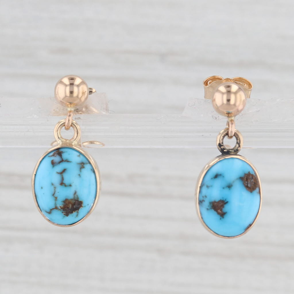 Light Gray Carlos Diaz Turquoise Dangle Earrings 14k Yellow Gold Drops