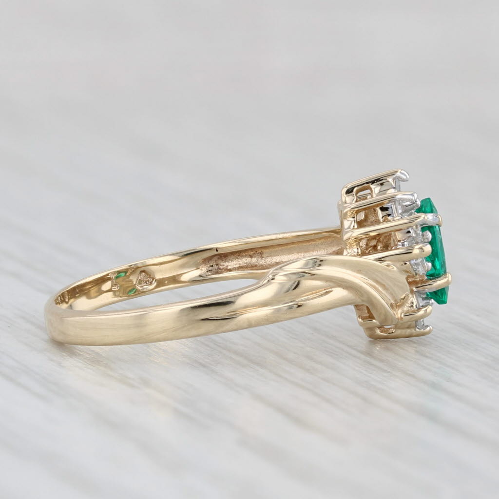 Light Gray 0.35ctw Lab Created Emerald Diamond Bypass Ring 10k Yellow Gold Size 7