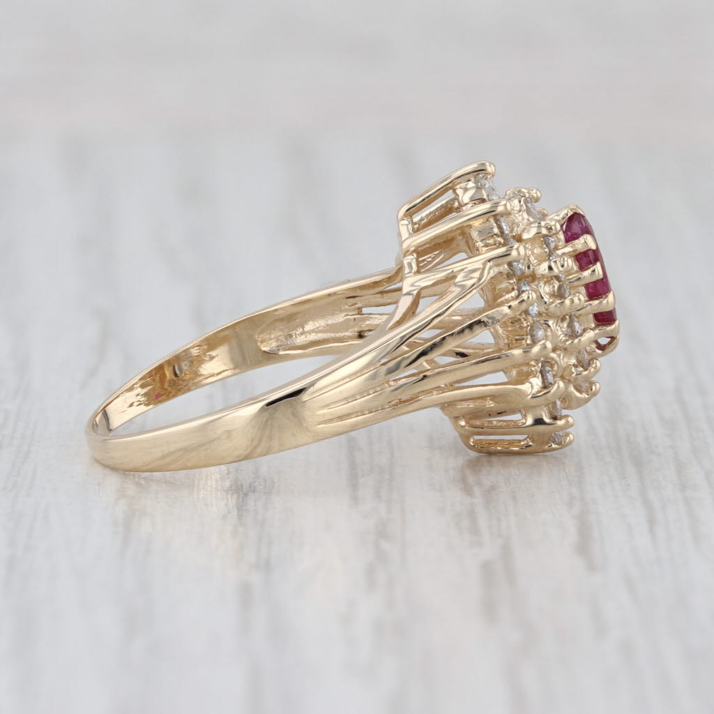 1.10ctw Marquise Ruby Diamond Halo Ring 14k Yellow Gold Size 7.75