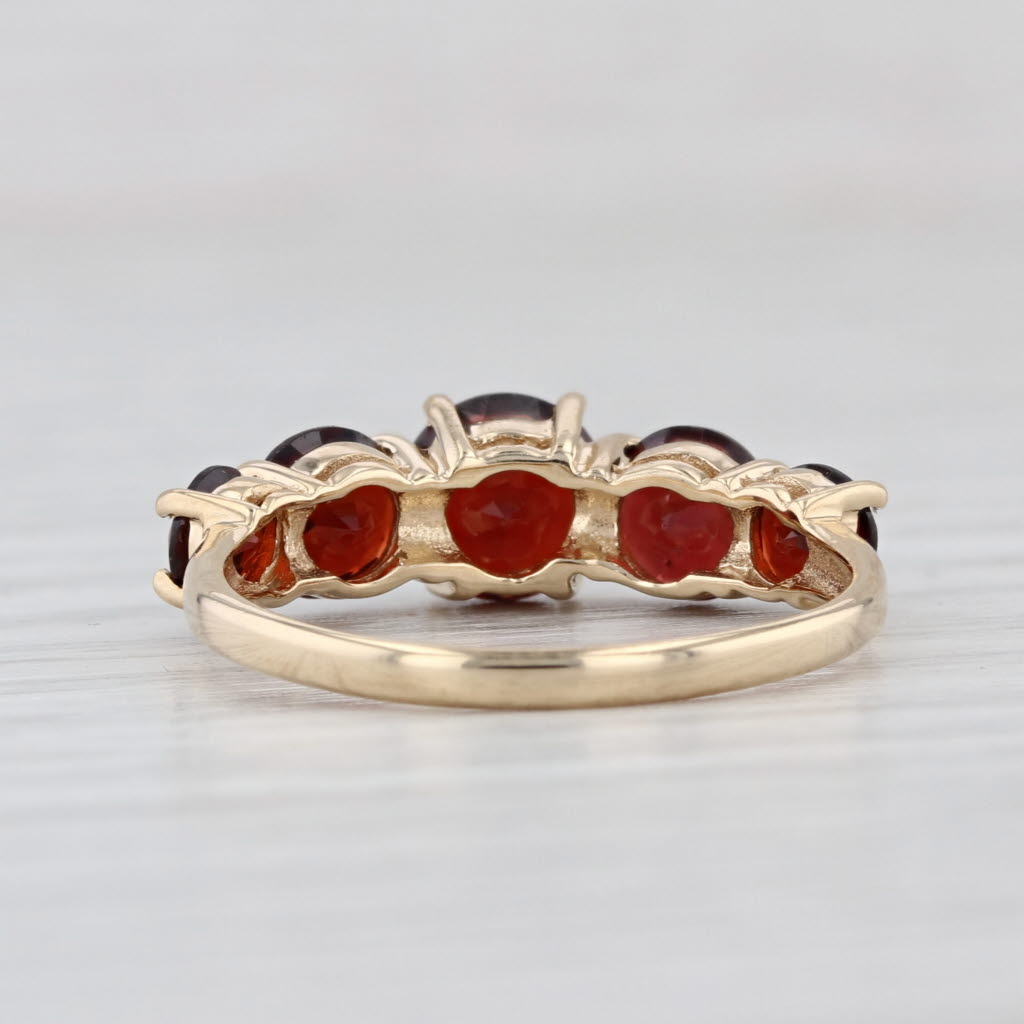 3ctw Garnet 5-Stone Ring 14k Yellow Gold Size 6.75 Stackable