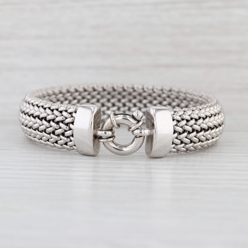 Mesh Chain Bracelet Sterling Silver 7" 12.8mm Italian