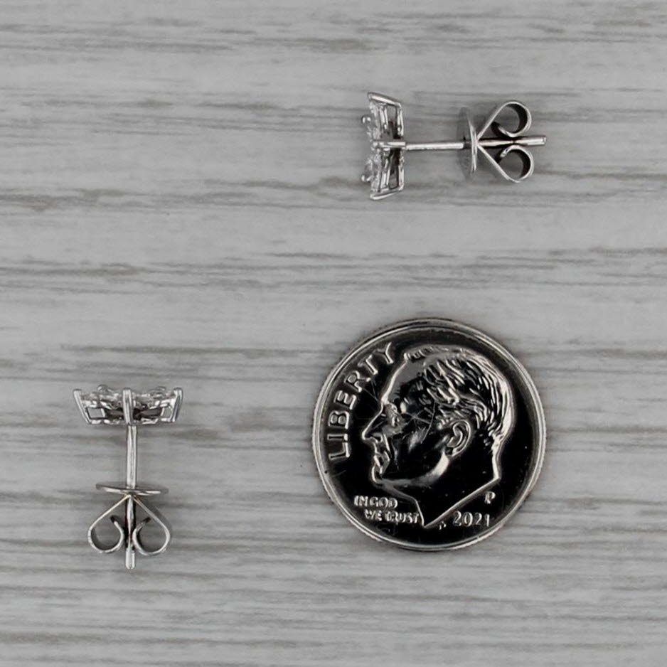 0.45ctw Diamond Flower Stud Earrings 14k White Gold Floral Studs