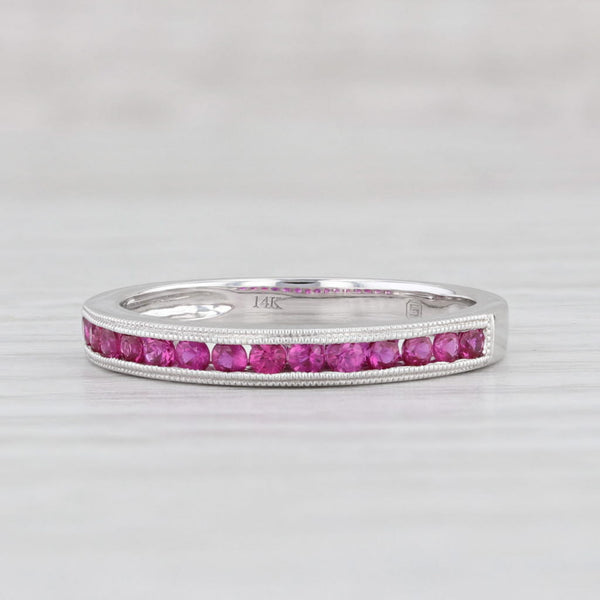 Light Gray New 0.30ctw Pink Magenta Sapphire Ring 14k White Gold Stackable Band Size 6.5
