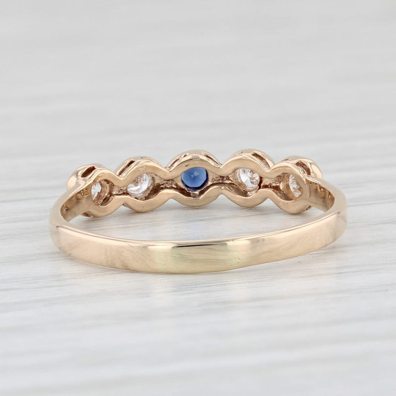 Light Gray 0.18ctw Blue Lab Created Sapphire Diamond Ring 10k Yellow Gold Size 8.5 Stackable