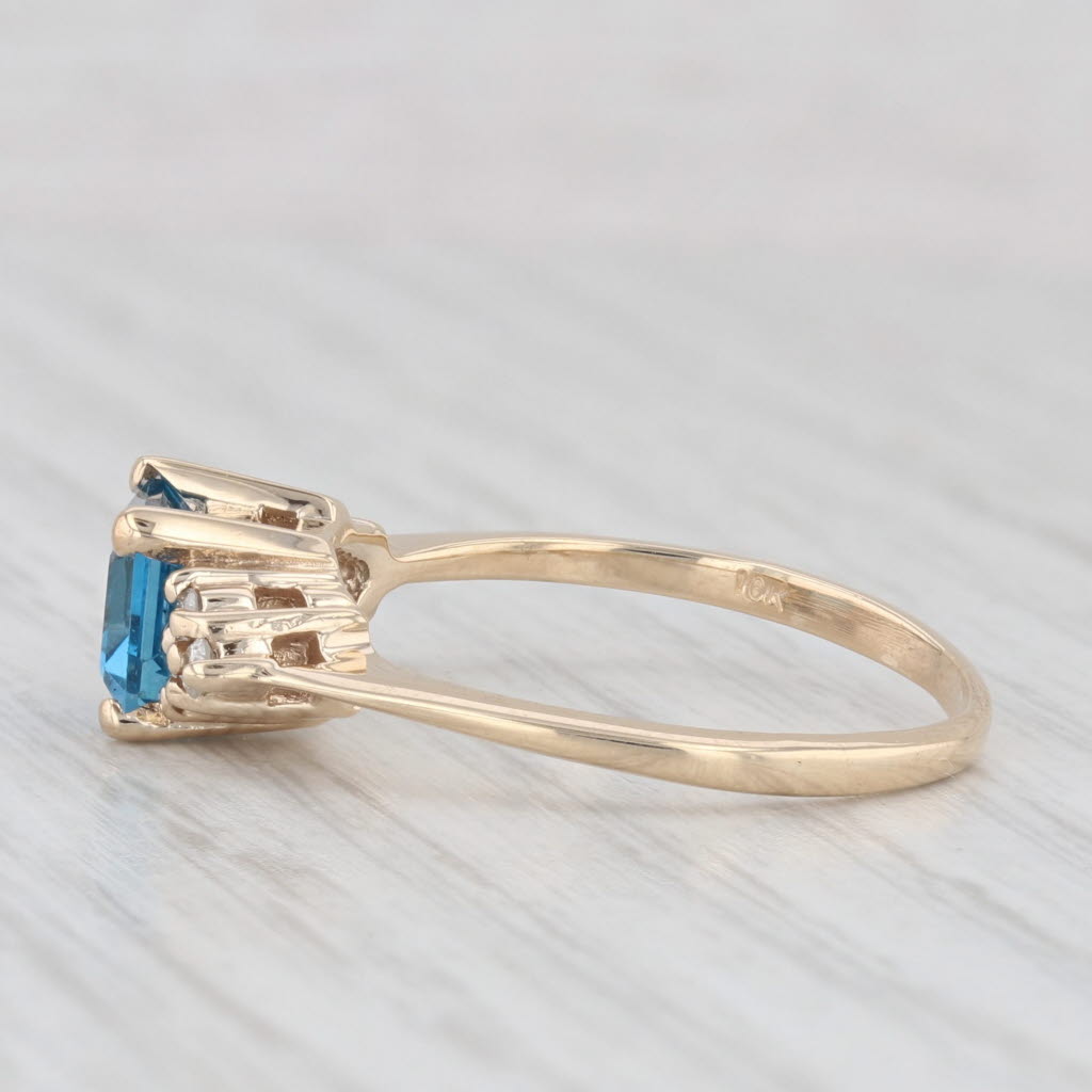 Light Gray 2.12ctw Blue Topaz Diamond Ring 10k Yellow Gold Size 8.5