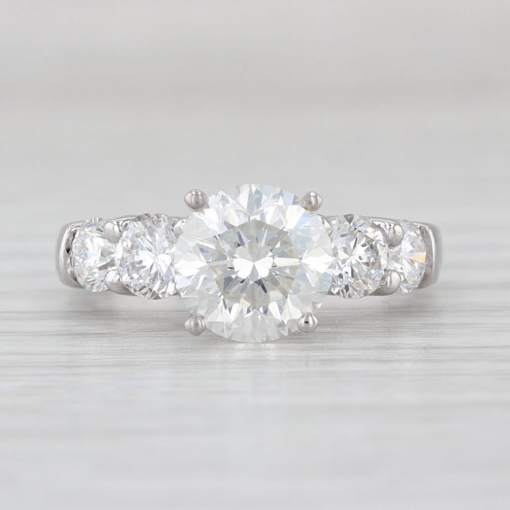 Vintage 2.47ctw Round Diamond Engagement Ring 14k White Gold Size 4.5