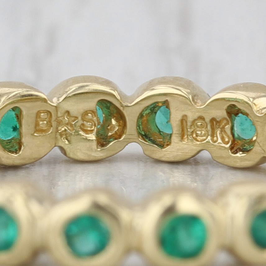 0.50ctw Emerald Eternity Band 18k Yellow Gold Size 6.5 Stackable Wedding Ring