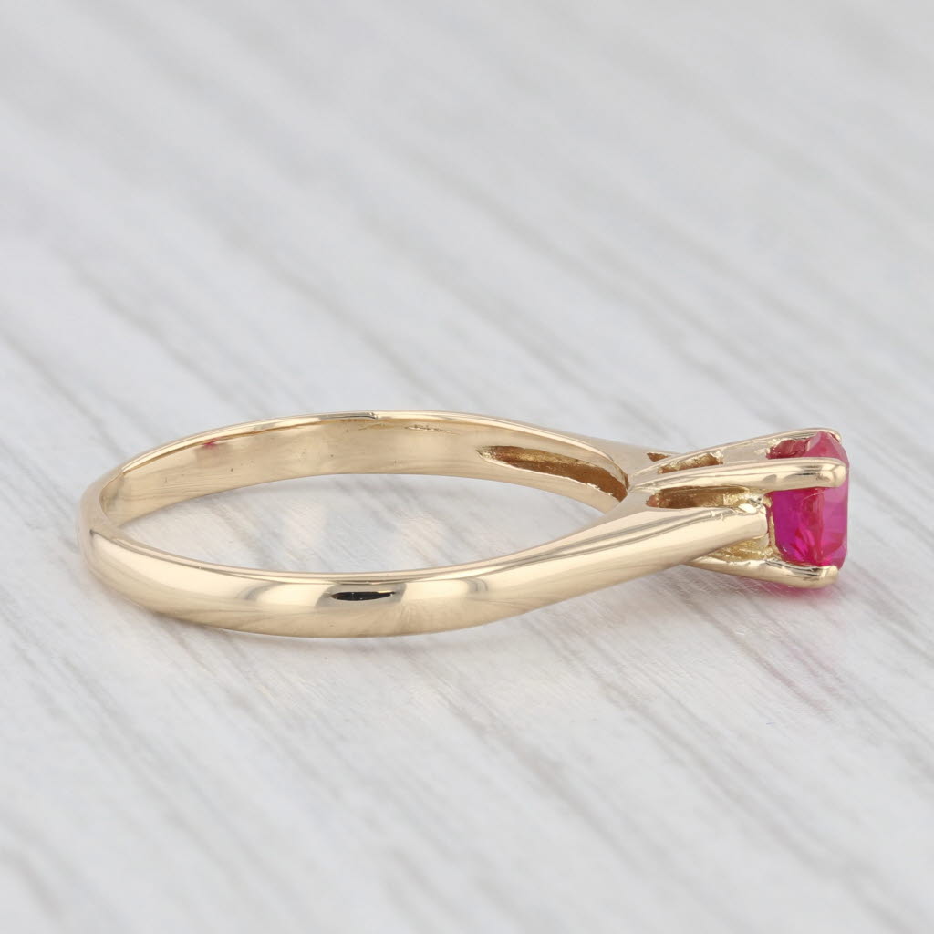 Light Gray 0.75ct Lab Created Ruby Ring 18k Yellow Gold Size 7.5