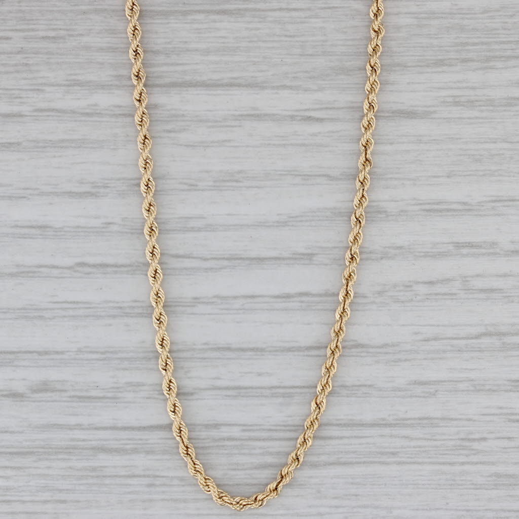 Gray New Rope Chain Necklace 14k Yellow Gold 16" 2.1mm