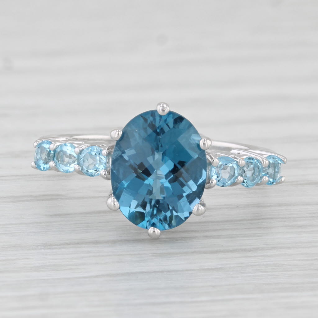 Light Gray 3.51ctw London Blue & Light Blue Topaz Ring 10k White Gold Size 7