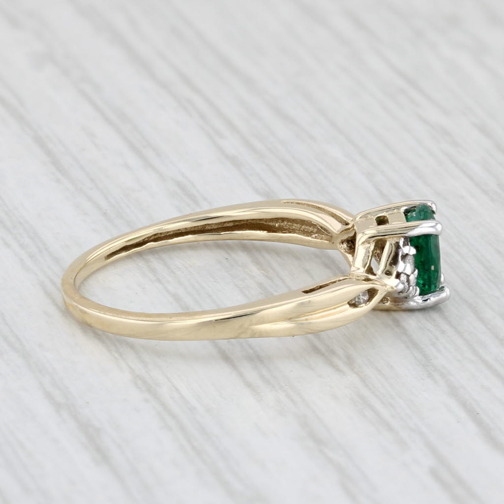 Light Gray 0.56ctw Oval Emerald Diamond Ring 10k Yellow Gold Size 7