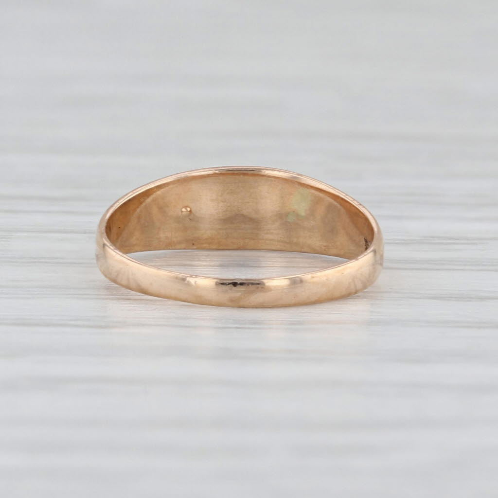 Antique Glass 3-Stone Baby Ring 10k Yellow Gold Small Size Band