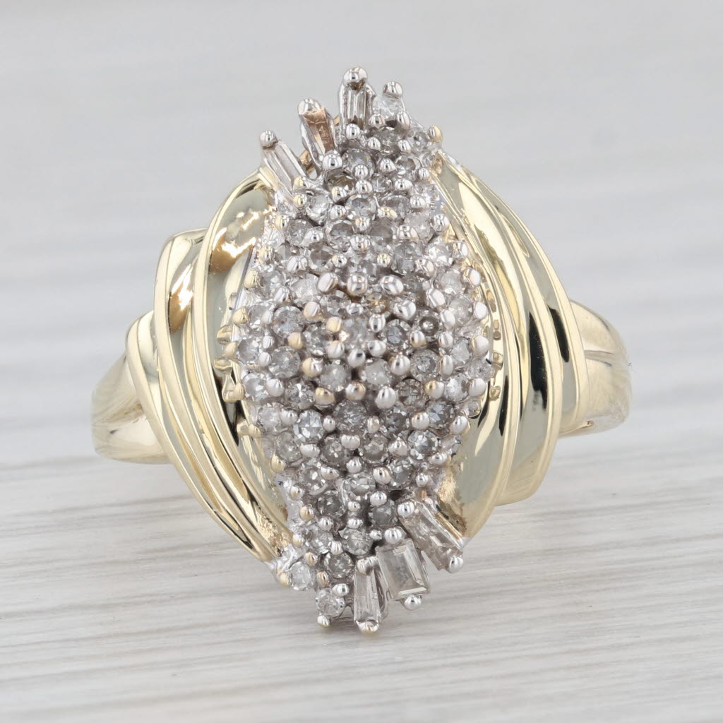 Light Gray 0.25ctw Diamond Cluster Ring 10k Yellow Gold Size 7.25