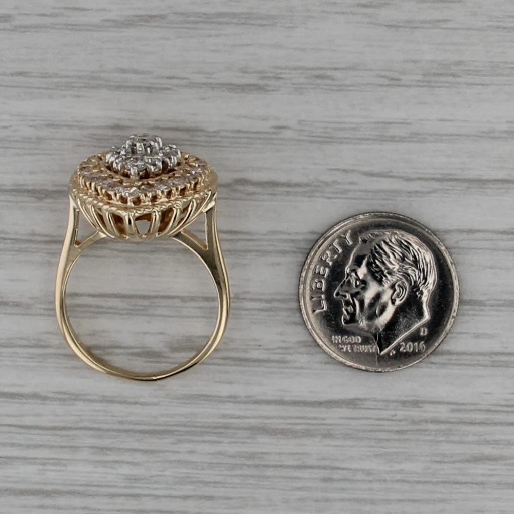 1ctw Diamond Cluster Halo Ring 14k White Yellow Gold Size 6.5 Engagement